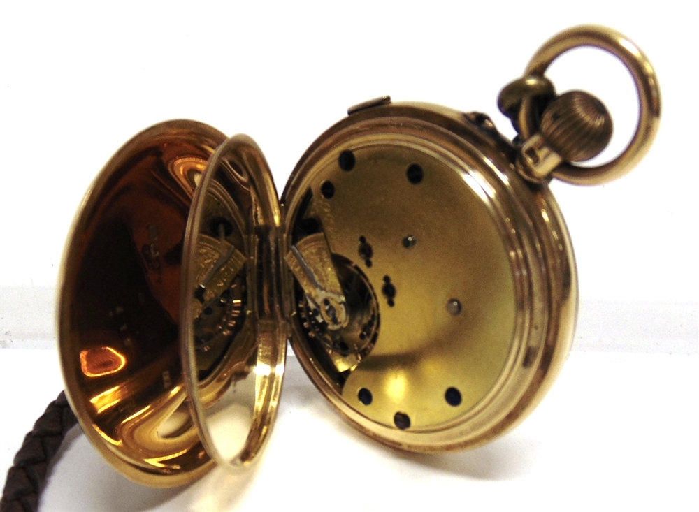 ANONYMOUS, AN 18 CARAT GOLD HALF HUNTER POCKETWATCH with stopwatch action, circa 1900, hallmarked - Image 2 of 3
