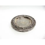 A CHINESE EXPORT SILVER DISH makers mark W.C. (untraced), Character mark and '90', the dish engraved