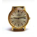 OMEGA, GENEVE, A GENTLEMAN'S AUTOMATIC WRIST WATCH the round white dial with gilt black batons and