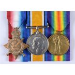 A GREAT WAR CASUALTY TRIO OF MEDALS TO PRIVATE A.W. HOLMES, ROYAL FUSILIERS comprising the 1914 Star