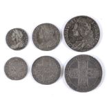 GREAT BRITAIN - ASSORTED SILVER COINAGE comprising a George II halfcrown, 1746 (decimo nono), Lima