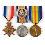 A GREAT WAR TRIO OF MEDALS TO PRIVATE T. LYNCH, LANCASHIRE FUSILIERS comprising the 1914-15 Star,