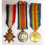 A GREAT WAR TRIO OF MEDALS TO GUNNER H. GILL, ROYAL GARRISON ARTILLERY comprising the 1914-15