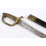 A 19TH CENTURY SWORD the 58cm slightly curved blade marked at the ricasso ('GF'? below a crown),