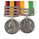 A BOER WAR PAIR OF MEDALS TO BOMBARDIER J. CORCORAN, ROYAL FIELD ARTILLERY comprising the Queen's