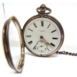 H.P. HUNT, BARNSTAPLE a silver open faced pocket watch, London 1883, the three piece hinged case