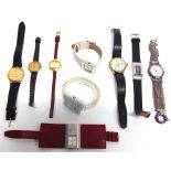 A COLLECTION OF NINE FASHION WATCHES including Rotary, Tissot and Steel