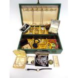 A COLLECTION OF COSTUME JEWELLERY housed in a jewellery case