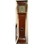 AN OAK LONGCASE CLOCK the 10' brass dial with single hand and calendar aperture, signed 'Wm. Wilkins