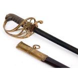AN EAST INDIA COMPANY 1821 PATTERN INFANTRY OFFICER'S SWORD the 82cm slightly curved pipe-back blade