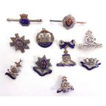 TEN ASSORTED SILVER BRITISH SWEETHEART BADGES & BROOCHES including those for the Dorsetshire