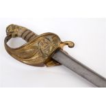 AN EAST INDIA COMPANY NAVAL OFFICER'S SWORD the 68.5cm slightly curved pipe-back blade etched with