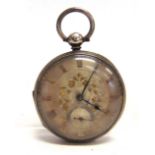 ANONYMOUS, A SILVER VICTORIAN OPEN FACED POCKET WATCH the silver dial with applied gold Roman