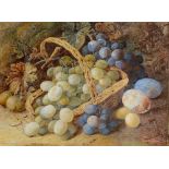 VINCENT CLARE (BRITISH, 1855-1930) Still Life of Grapes and a Basket, watercolour, signed lower