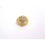 A 9CT GOLD DIAMOND CLUSTER RING the nineteen single cuts to a pierced work mount, finger size S, 2.