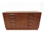 A G-PLAN 'FRESCO' BANK OF EIGHT DRAWERS 142cm wide 44cm deep 76cm high