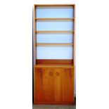 A MATCHING PAIR OF TEAK CABINETS one fitted with drop-down cupboard and two doors to base, each 76cm