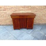 A VICTORIAN MAHOGANY INVERTED BREAKFRONT SIDEBOARD with three frieze drawers above cupboards, 26cm