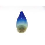 A BLUE/GREEN GLASS VASE OF TEARDROP FORM probably Goran Warff for Pukeberg, 19.5cm high