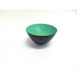 HERBERT KRENCHEL, DENMARK: a 'Krenit' enamel bowl in black and turquoise colourway 25cm diameter