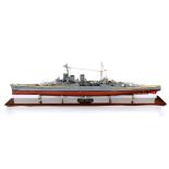 A MODEL OF THE BRITISH ROYAL NAVY BATTLECRUISER 'H.M.S. HOOD' of mixed material construction,