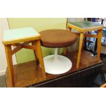 A 1960S ARKANA 'TULIP' DRESSING TABLE STOOL together with a pair of Benchairs beech framed stools