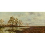 ROBERT GALLON (BRITISH, 1845-1925) Rural River Scene, oil on canvas, signed lower right, 29cm x