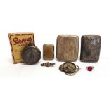 A SILVER VICTORIAN OPEN FACED KEY WOUND POCKET WATCH a silver cigarette case; another; and other