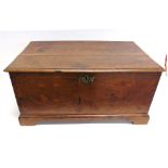 AN OAK BOX WITH INLAID DECORATION probably Welsh, 66cm wide 38cm deep 33cm high