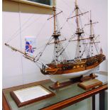 A MODEL OF THE ROYAL NAVY 6TH RATE 24-GUN FRIGATE 'H.M.S. UNICORN' of wooden construction, with a