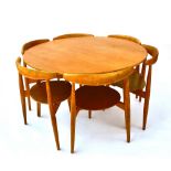 HANS J WEGNER FOR FRITZ HANSEN: a 'Heart' dining table and set of six chairs, in teak and beech, the