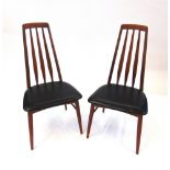 NIELS KOEFOED: a pair of Danish teak 'Eva' dining chairs, stamped 'KEOFOEDS' to frame, with black