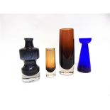 BO BORGSTROM FOR ASEDA: a cased glass vase 21cm high, together with three Hadeland vases, the