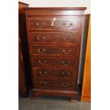 AN EDWARDIAN INLAID PEDESTAL SECRETAIRE CHEST with single drawer above a fall front secretaire