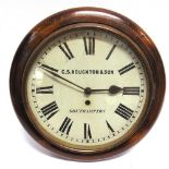 A LATE VICTORIAN WALL CLOCK G.S. Houghton & Son, Southampton, the circular white painted dial with