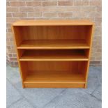 A DANISH TEAK OPEN BOOKCASE with stamp and label to reverse for 'ANSAGER MOBLER A/S', 88cm wide 30cm