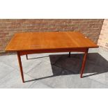 A G-PLAN TEAK EXTENDING DINING TABLE the rectangular top 152cm long 89cm deep (the two leaves each