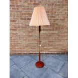 A 1960'S DANISH TEAK STANDARD LAMP with original pleated shade 171cm high overall