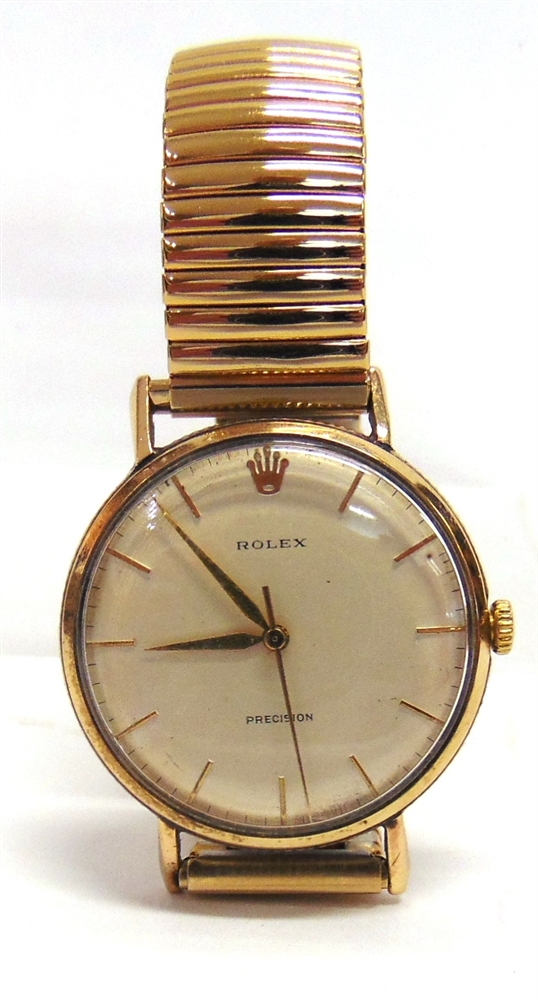 ROLEX, PRECISION a gentleman's 9 carat gold mechanical wrist watch, London 1963, the circular