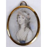 BRITISH SCHOOL (19TH CENTURY) Miniature Portrait of a Lady, watercolour and bodycolour, unsigned,