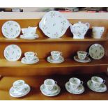 A SHELLEY 'CAMPANULA' TEA SERVICE comprising teapot, milk jug, sugar bowl, seven cups, eight