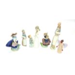 A COLLECTION OF LLADRO AND OTHER FIGURES including a Lladro group of two praying children 22cm high,