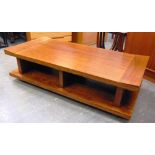 A LARGE HARDWOOD COFFEE TABLE 135cm long 65cm deep 38cm high, unmarked