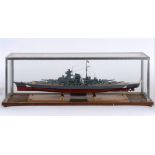 A MODEL OF THE GERMAN KREIGSMARINE BATTLESHIP 'BISMARCK' of plastic construction, approximately 72cm