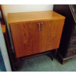 A TEAK RECORD CABINET 68cm wide, pair of Wharfdale speakers and a Tapley 33 shelf unit