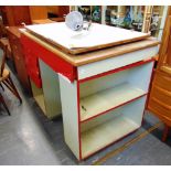 A MID-CENTURY ARCHITECTS TABLE with frieze drawer above three further drawers, together with drawing