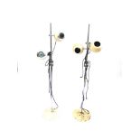 A PAIR OF 1960S ADJUSTABLE TWO LIGHT STANDARD LAMPS the chrome uprights 125cm high