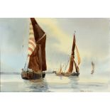 FREDERICK H. BROWN (BRITISH, EARLY-MID 20TH CENTURY) Sailing Barges, watercolour, signed lower