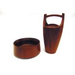 JENS QUISTGAARD FOR DANSK DESIGNS: a 'Congo' teak ice bucket 39cm high; together with a salad bowl