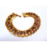 A BRACELET unmarked, continental, stone set, 18.5cm long, 16g gross